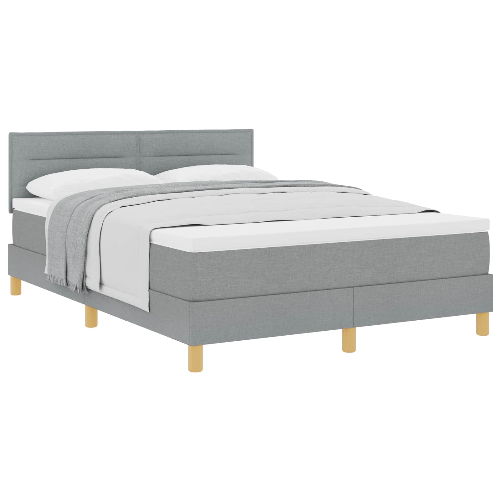 Boxspringbed met kussen Lichtgrijs 140 x 190 cm Stof is nu te koop bij PeponiXL, paradijselijk wonen!