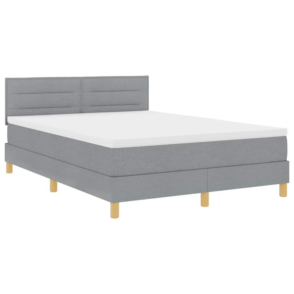 Boxspringbed met kussen Lichtgrijs 140 x 190 cm Stof is nu te koop bij PeponiXL, paradijselijk wonen!