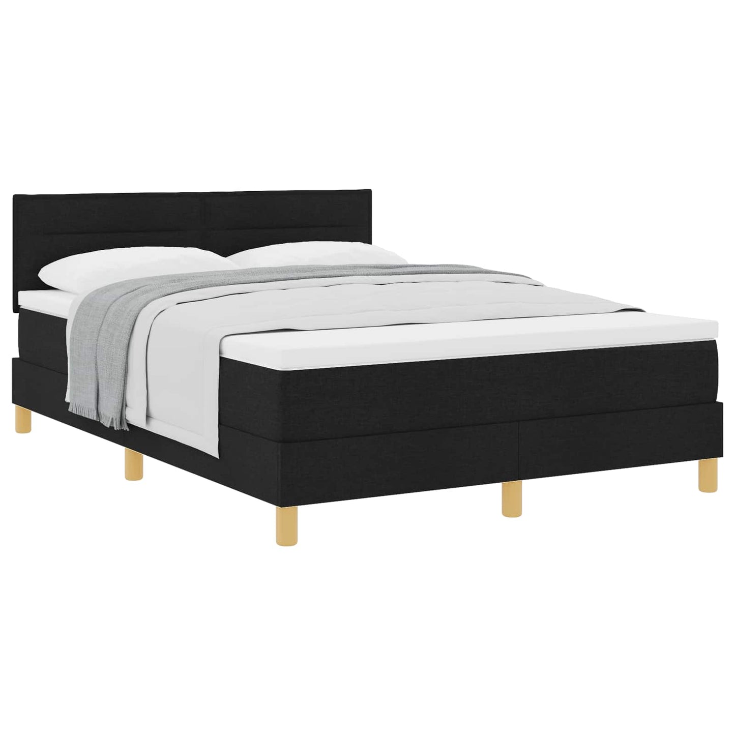 Boxspringbed met kussen met hoofdeinde Zwart 140 x 190 cm Stof is nu te koop bij PeponiXL, paradijselijk wonen!