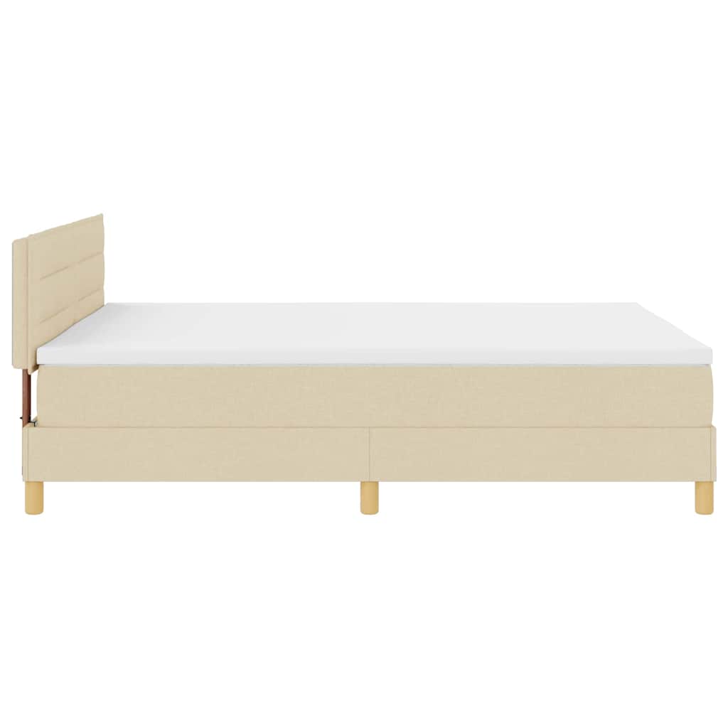 Boxspringbed met kussen met hoofdeinde Crème 140 x 190 cm Stof is nu te koop bij PeponiXL, paradijselijk wonen!
