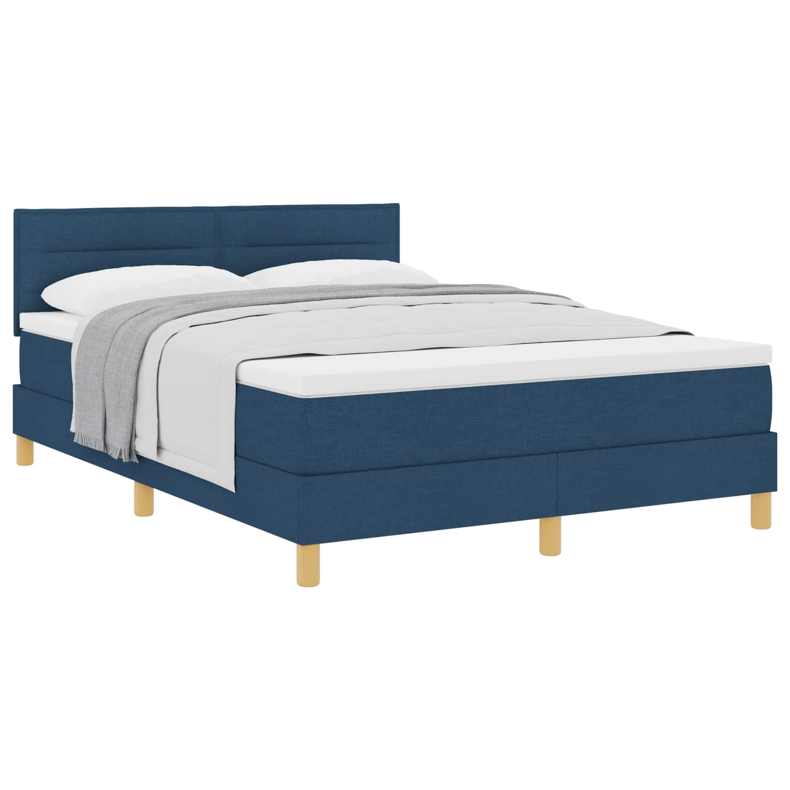 Boxspringbed met kussen met hoofdeinde Blauw 140 x 190 cm Stof is nu te koop bij PeponiXL, paradijselijk wonen!