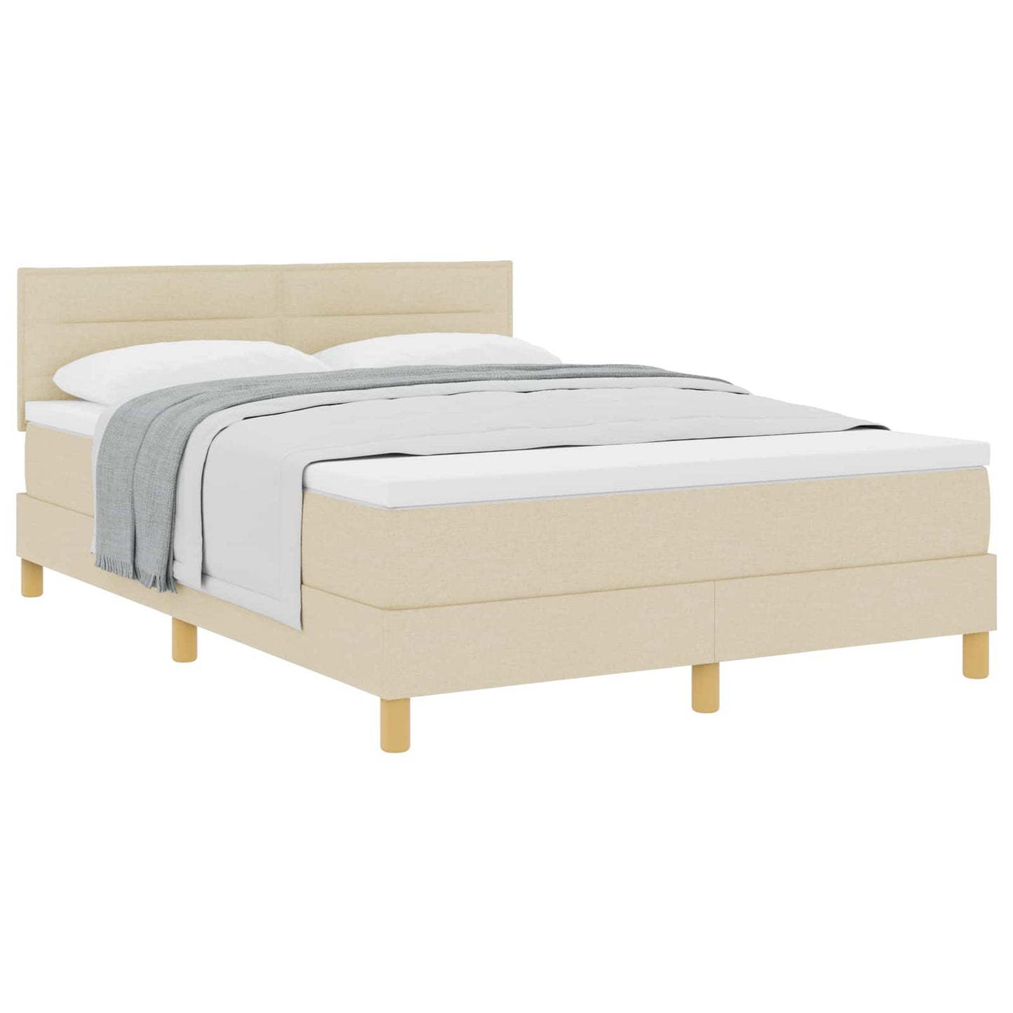 Boxspringbed met kussen met hoofdeinde Crème 160 x 200 cm Stof