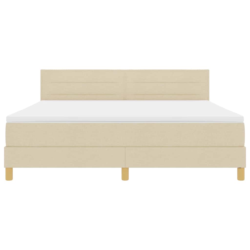 Boxspringbed met kussen met hoofdeinde Crème 180 x 200 cm Stof is nu te koop bij PeponiXL, paradijselijk wonen!