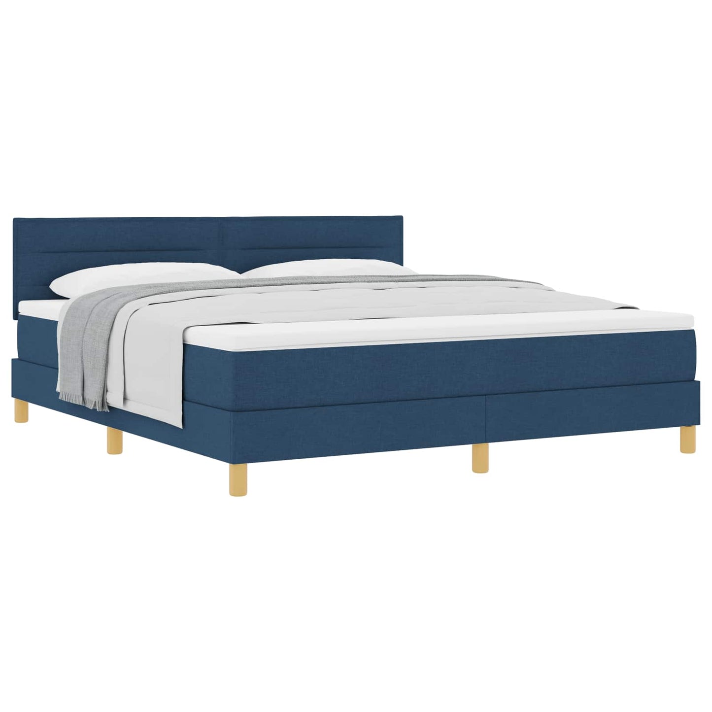 Boxspringbed met kussen met hoofdeinde Blauw 180 x 200 cm Stof is nu te koop bij PeponiXL, paradijselijk wonen!