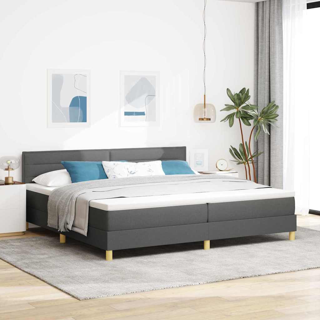 Boxspringbed met kussen Donkergrijs 200 x 200 cm Stof is nu te koop bij PeponiXL, paradijselijk wonen!
