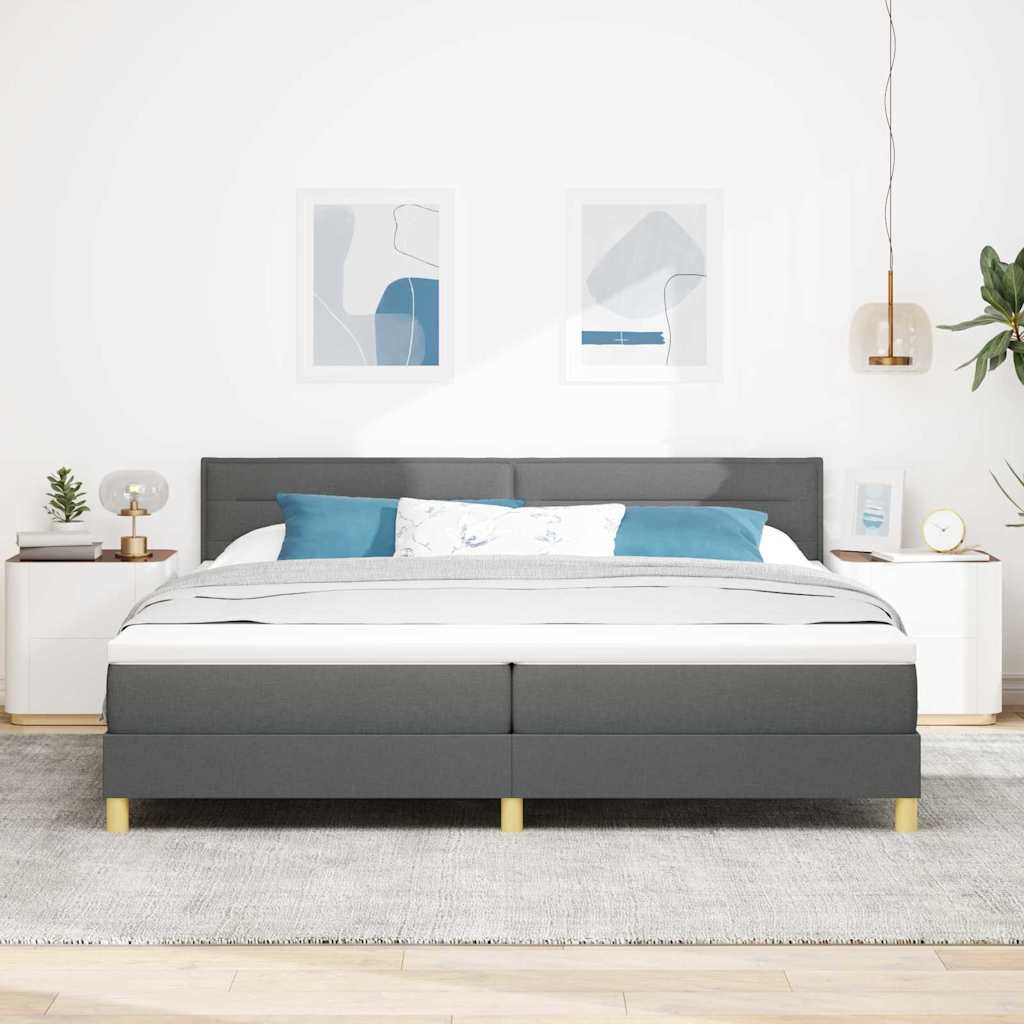 Boxspringbed met kussen Donkergrijs 200 x 200 cm Stof is nu te koop bij PeponiXL, paradijselijk wonen!