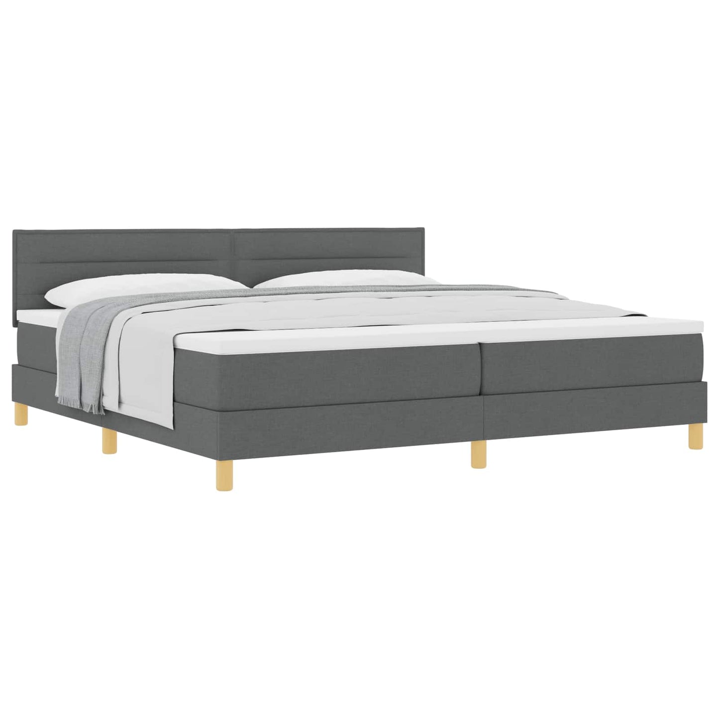 Boxspringbed met kussen Donkergrijs 200 x 200 cm Stof is nu te koop bij PeponiXL, paradijselijk wonen!