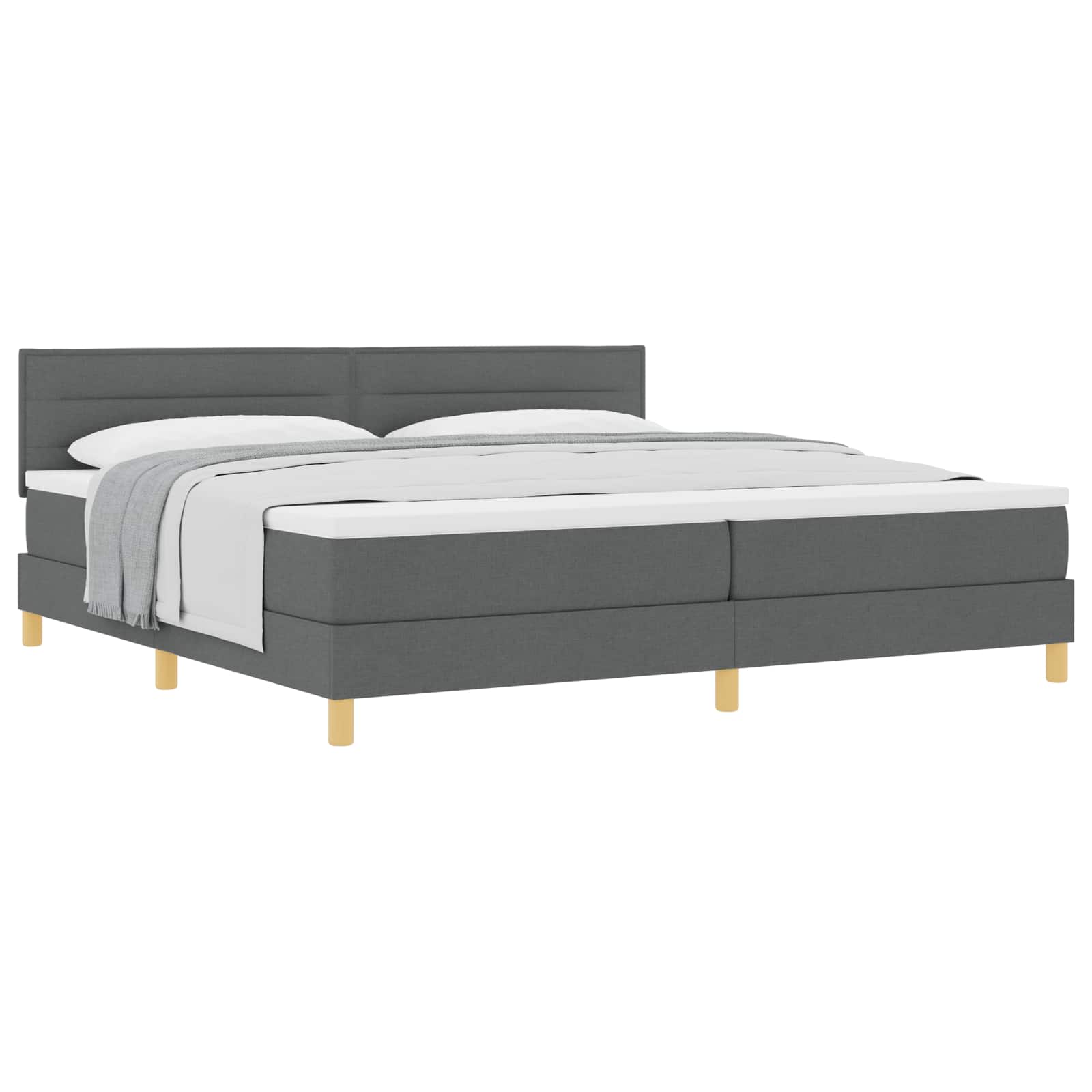 Boxspringbed met kussen Donkergrijs 200 x 200 cm Stof is nu te koop bij PeponiXL, paradijselijk wonen!