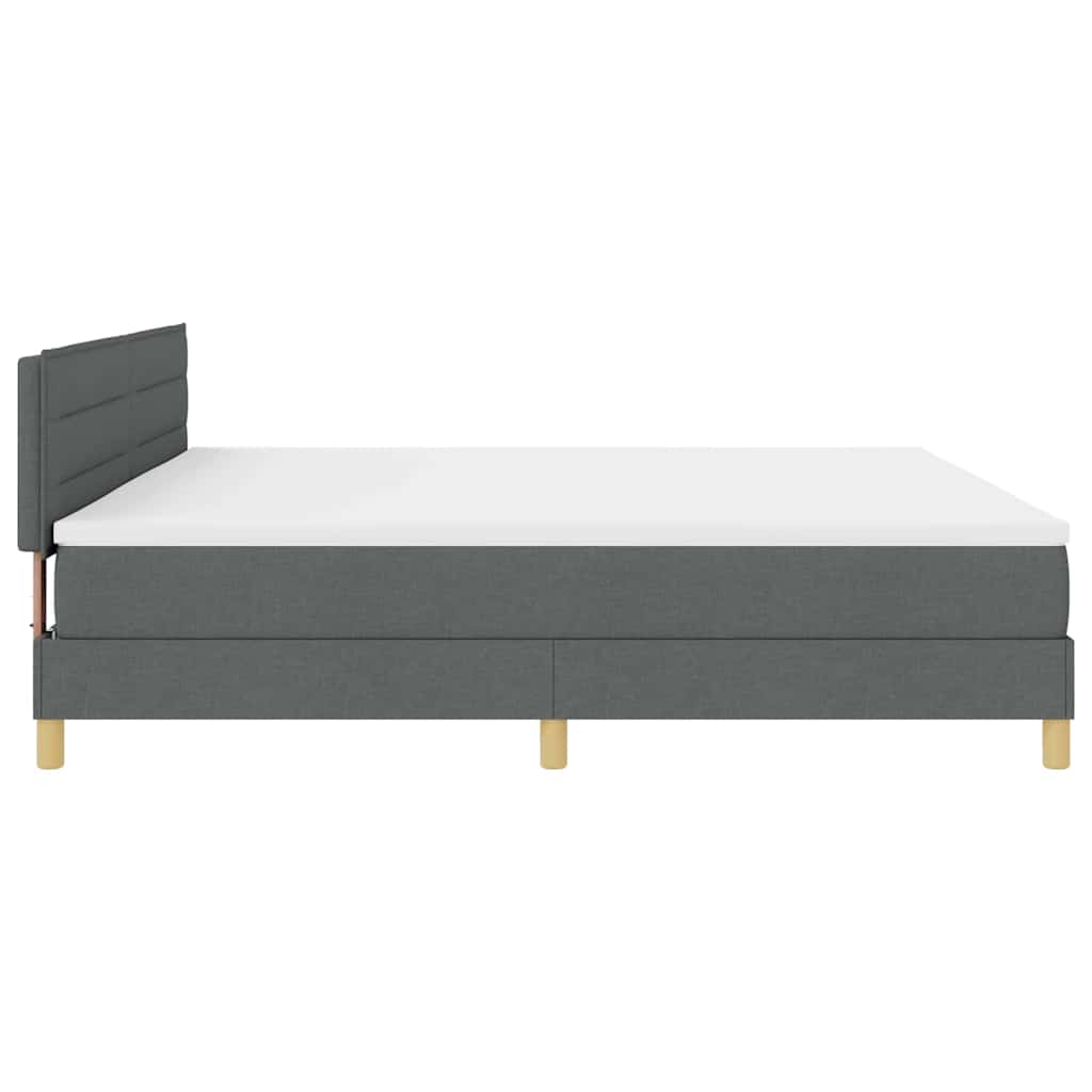 Boxspringbed met kussen Donkergrijs 200 x 200 cm Stof is nu te koop bij PeponiXL, paradijselijk wonen!