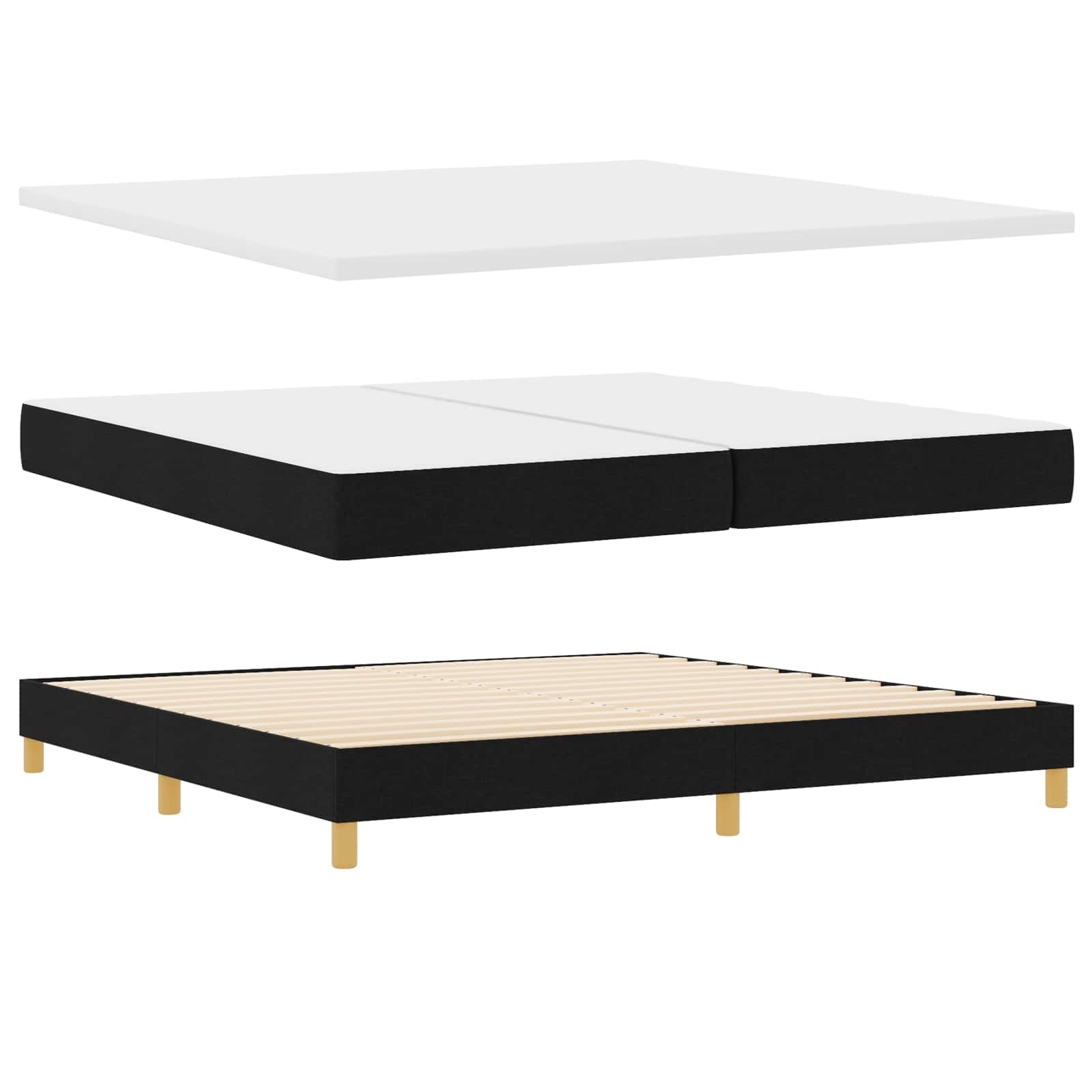 Boxspringbed met matras met hoofdeinde Zwart 200 x 200 cm Stof is nu te koop bij PeponiXL, paradijselijk wonen!