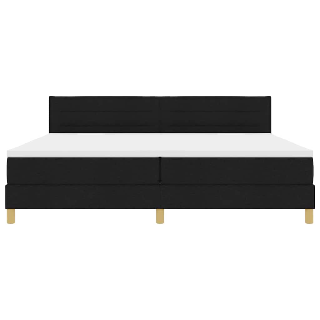 Boxspringbed met matras met hoofdeinde Zwart 200 x 200 cm Stof is nu te koop bij PeponiXL, paradijselijk wonen!