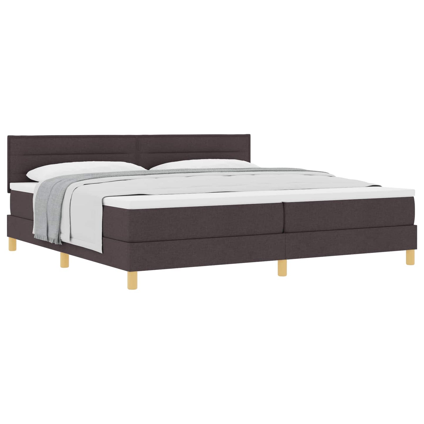Boxspringbed met kussen Donkerbruin 200 x 200 cm Stof is nu te koop bij PeponiXL, paradijselijk wonen!