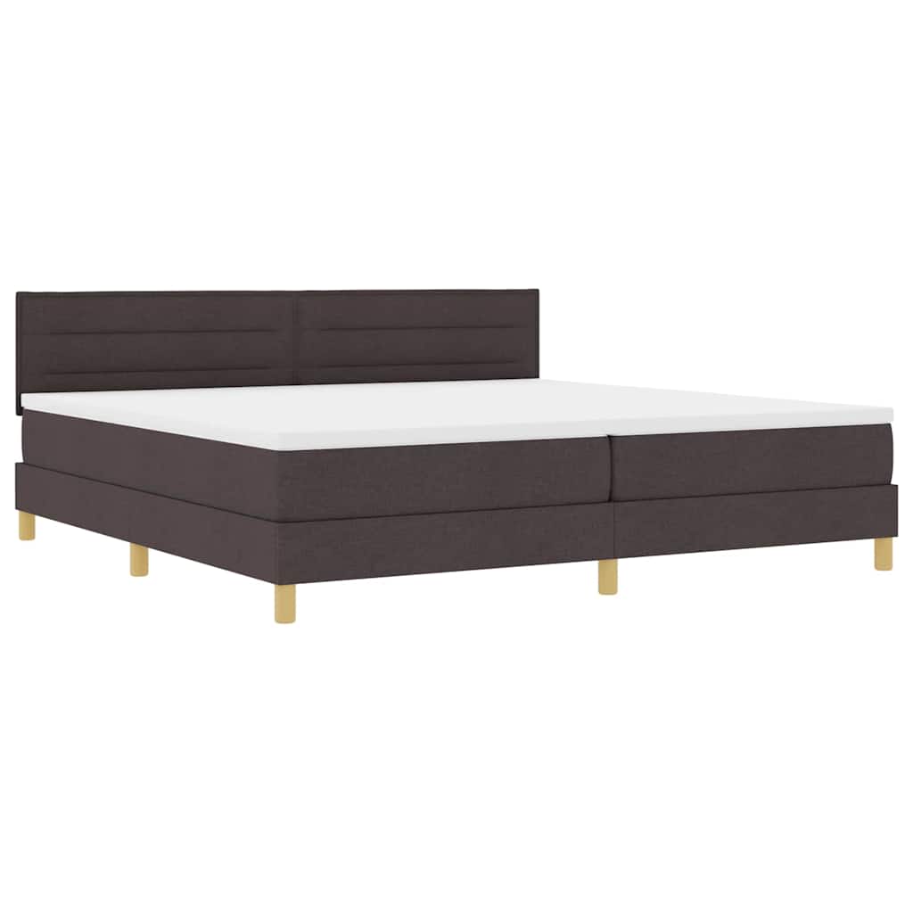 Boxspringbed met kussen Donkerbruin 200 x 200 cm Stof is nu te koop bij PeponiXL, paradijselijk wonen!