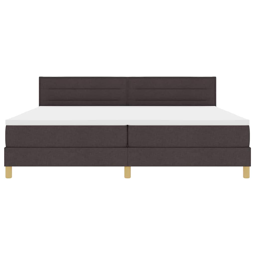 Boxspringbed met kussen Donkerbruin 200 x 200 cm Stof is nu te koop bij PeponiXL, paradijselijk wonen!