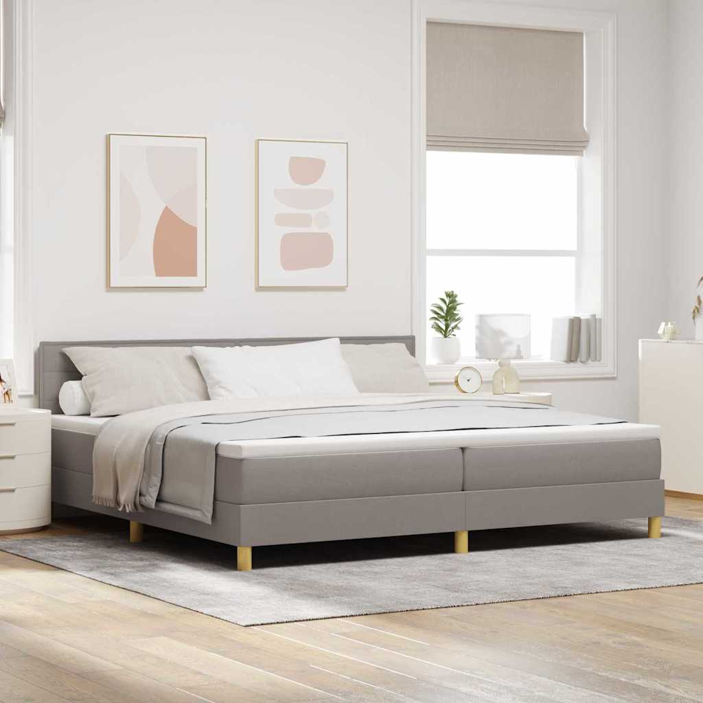 Boxspringbed met kussen met hoofdeinde Taupe 200 x 200 cm Stof is nu te koop bij PeponiXL, paradijselijk wonen!
