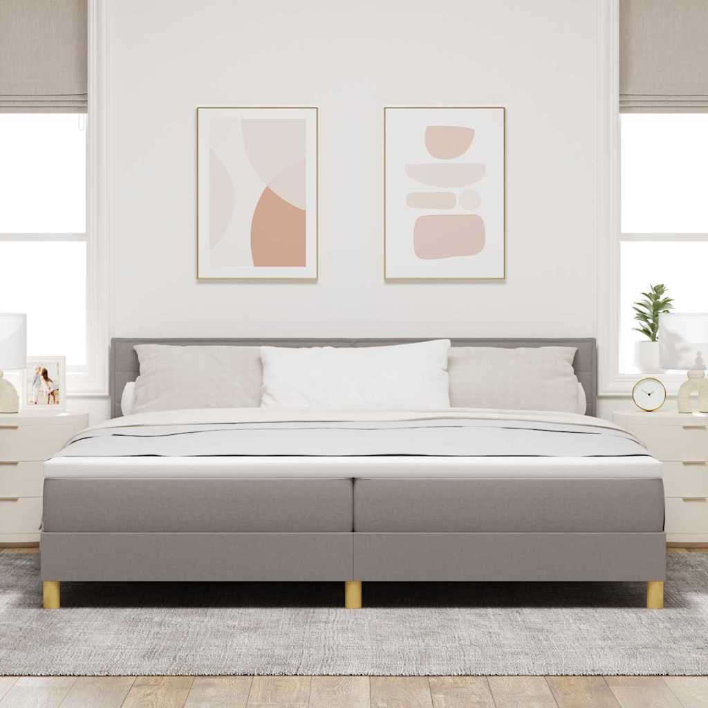 Boxspringbed met kussen met hoofdeinde Taupe 200 x 200 cm Stof is nu te koop bij PeponiXL, paradijselijk wonen!