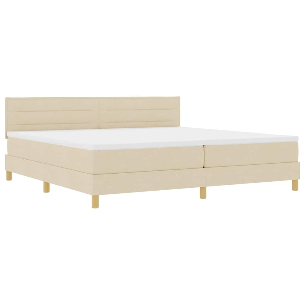 Boxspringbed met kussen met hoofdeinde Crème 200 x 200 cm Stof is nu te koop bij PeponiXL, paradijselijk wonen!