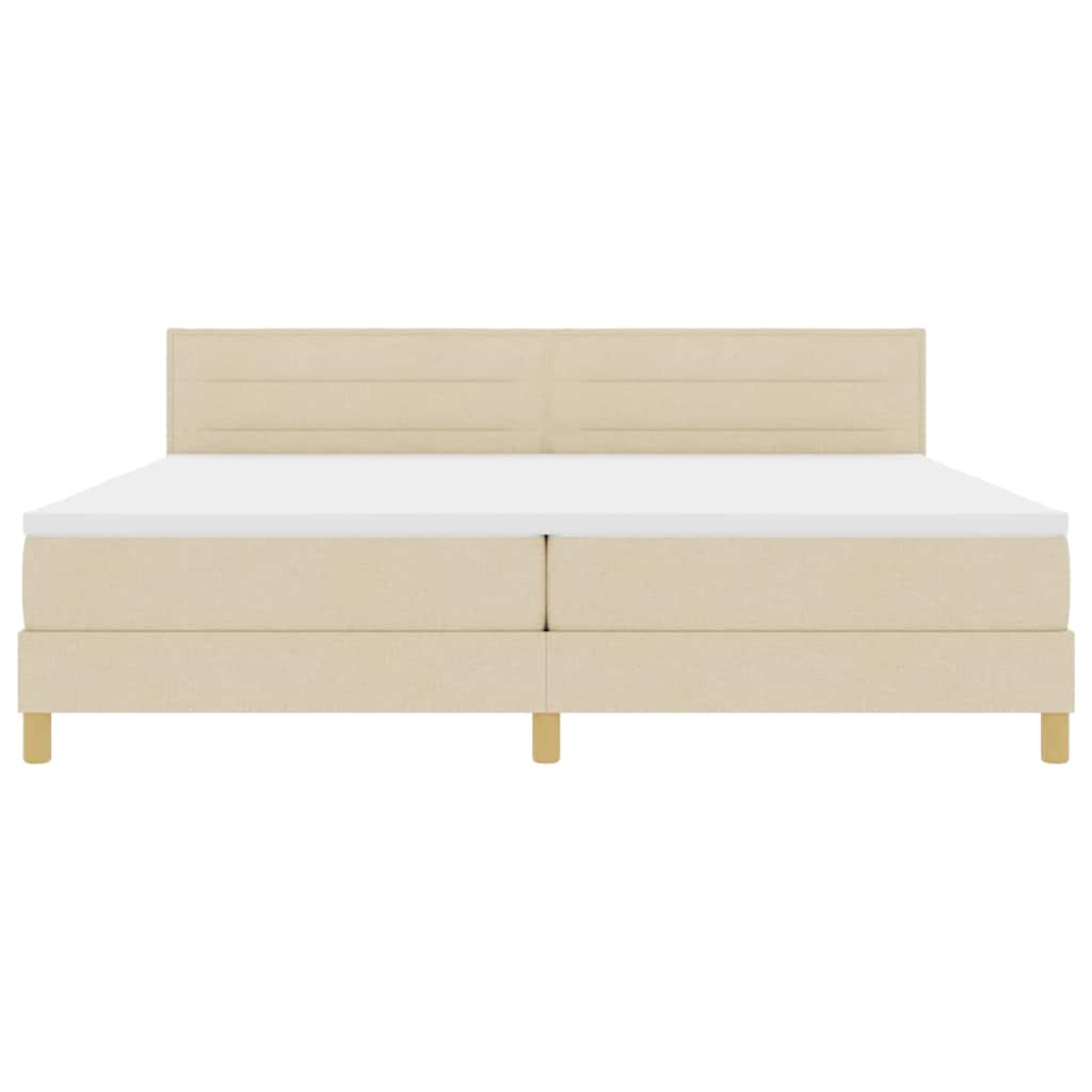 Boxspringbed met kussen met hoofdeinde Crème 200 x 200 cm Stof is nu te koop bij PeponiXL, paradijselijk wonen!