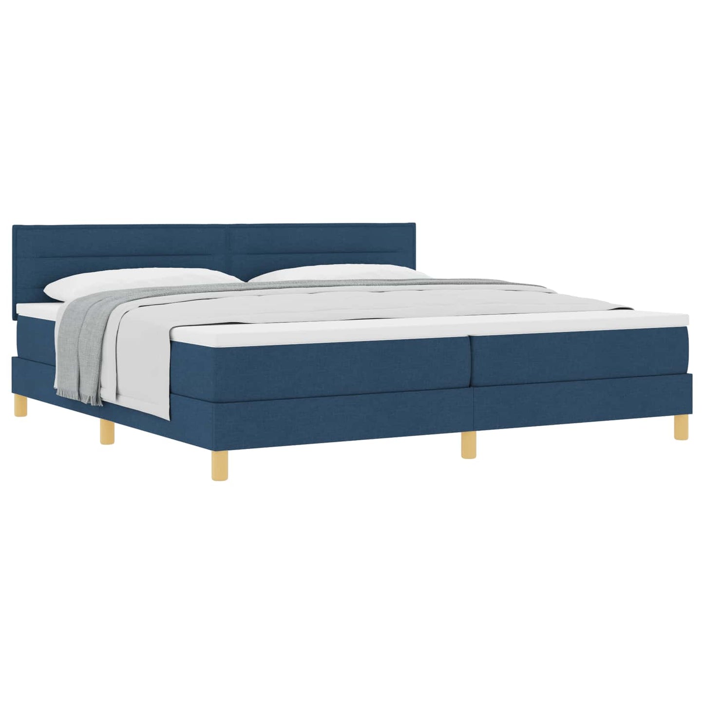 Boxspringbed met kussen met hoofdeinde Blauw 200 x 200 cm Stof
