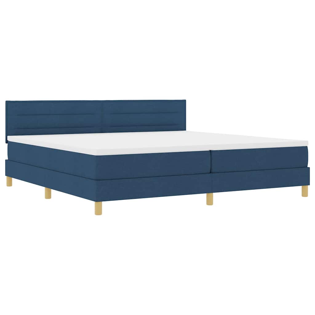 Boxspringbed met kussen met hoofdeinde Blauw 200 x 200 cm Stof