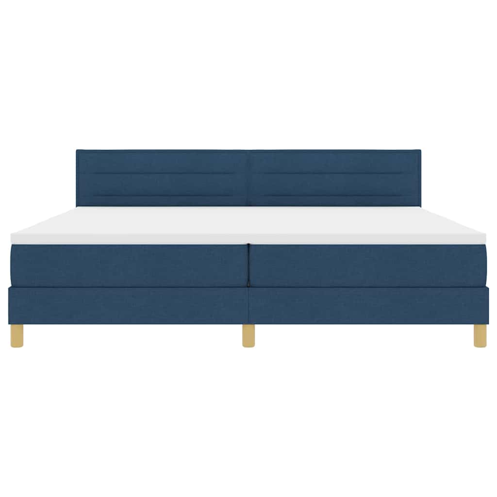 Boxspringbed met kussen met hoofdeinde Blauw 200 x 200 cm Stof