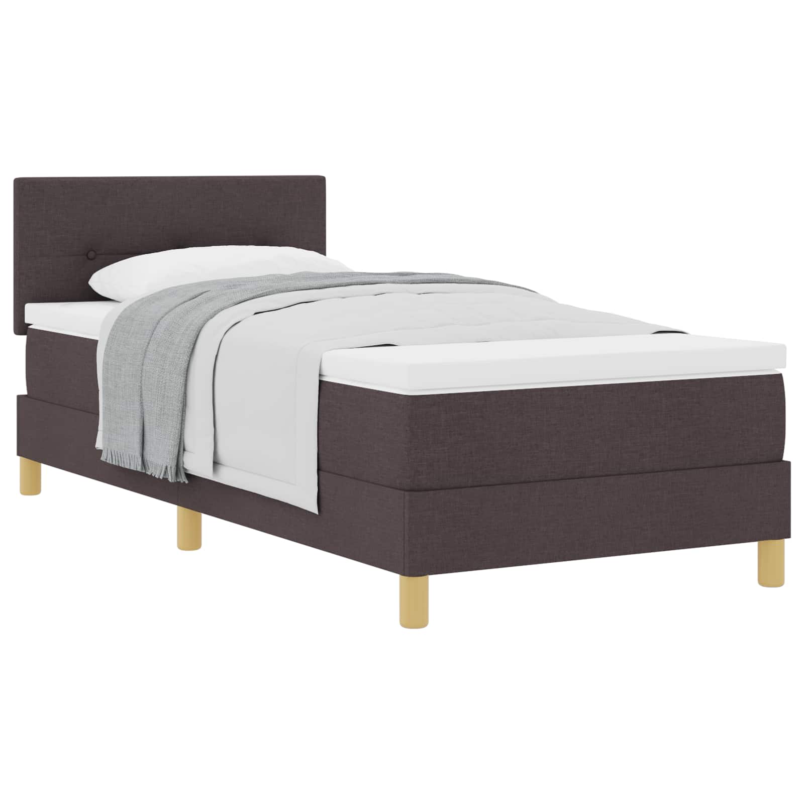 Boxspringbed met kussen Donkerbruin 80 x 200 cm Stof is nu te koop bij PeponiXL, paradijselijk wonen!