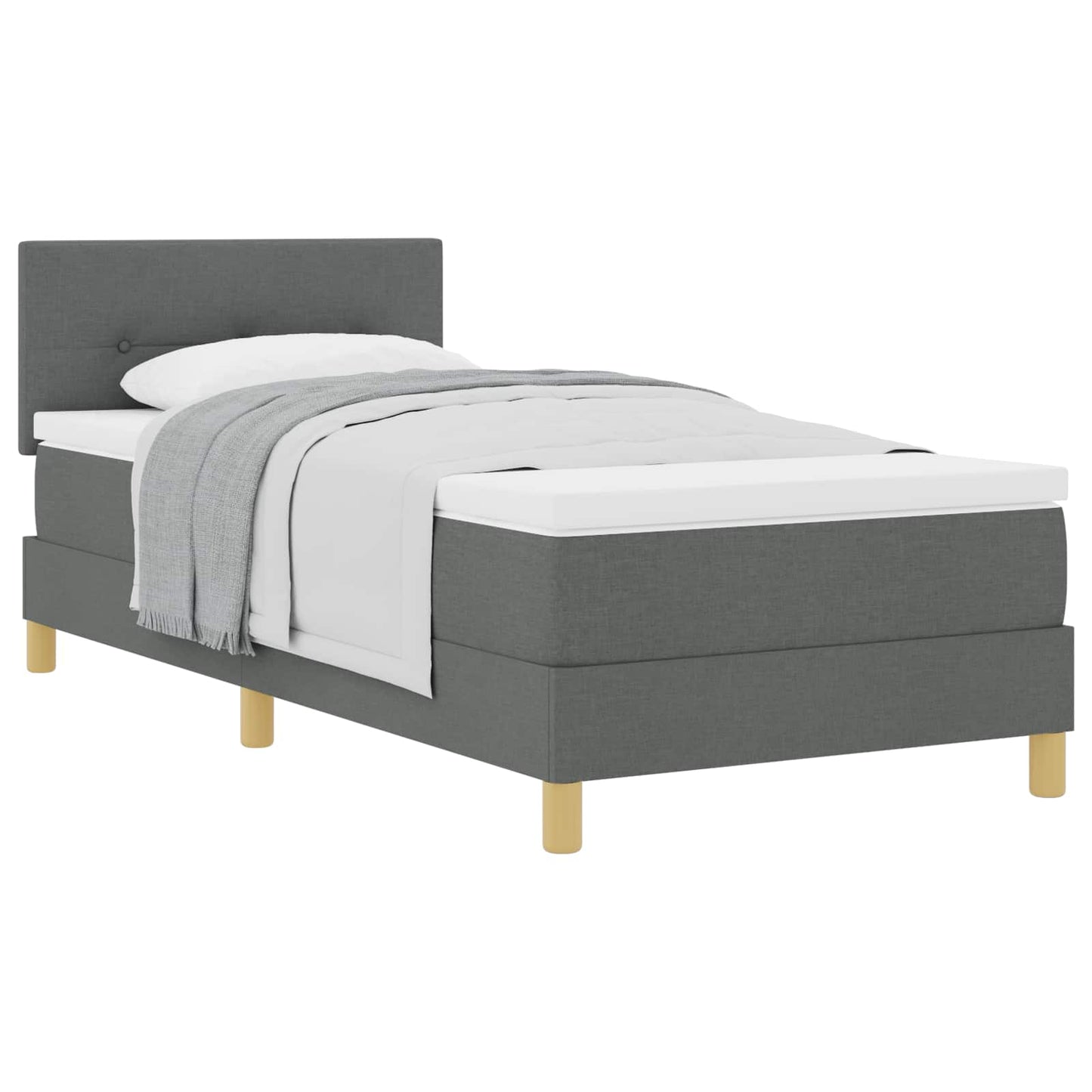 Boxspringbed met kussen Donkergrijs 90 x 190 cm Stof is nu te koop bij PeponiXL, paradijselijk wonen!