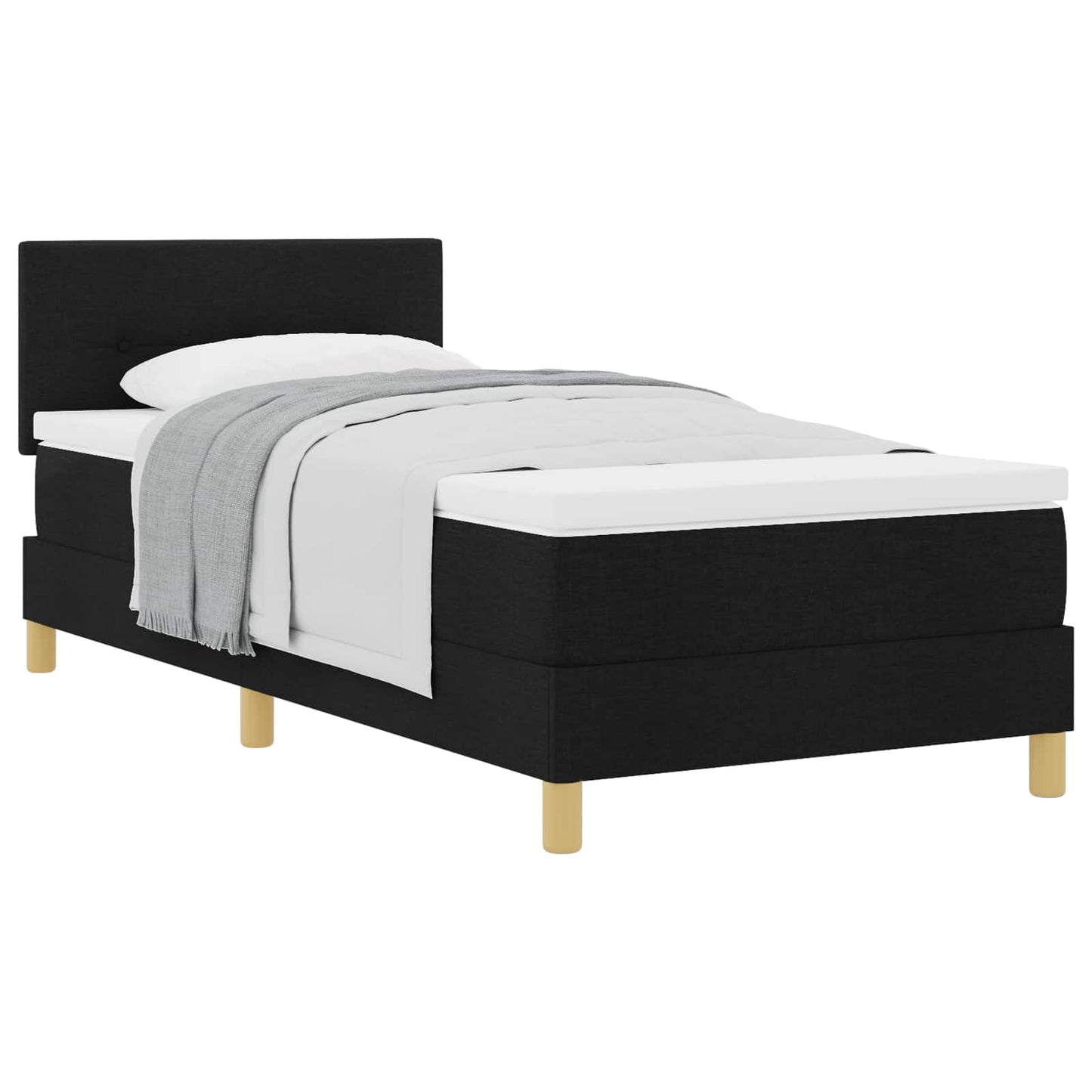 Boxspringbed met kussen met hoofdeinde Zwart 90 x 190 cm Stof is nu te koop bij PeponiXL, paradijselijk wonen!