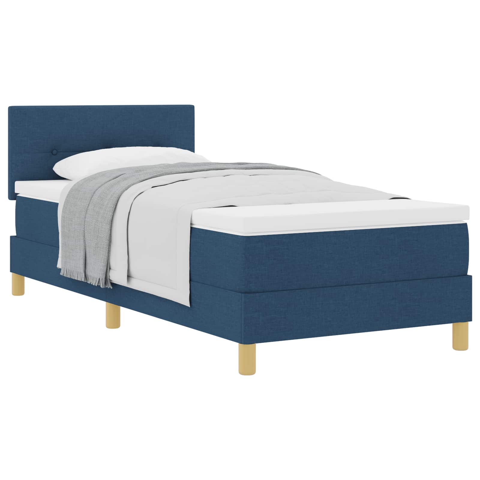 Boxspringbed met kussen met hoofdeinde Blauw 90 x 190 cm Stof is nu te koop bij PeponiXL, paradijselijk wonen!