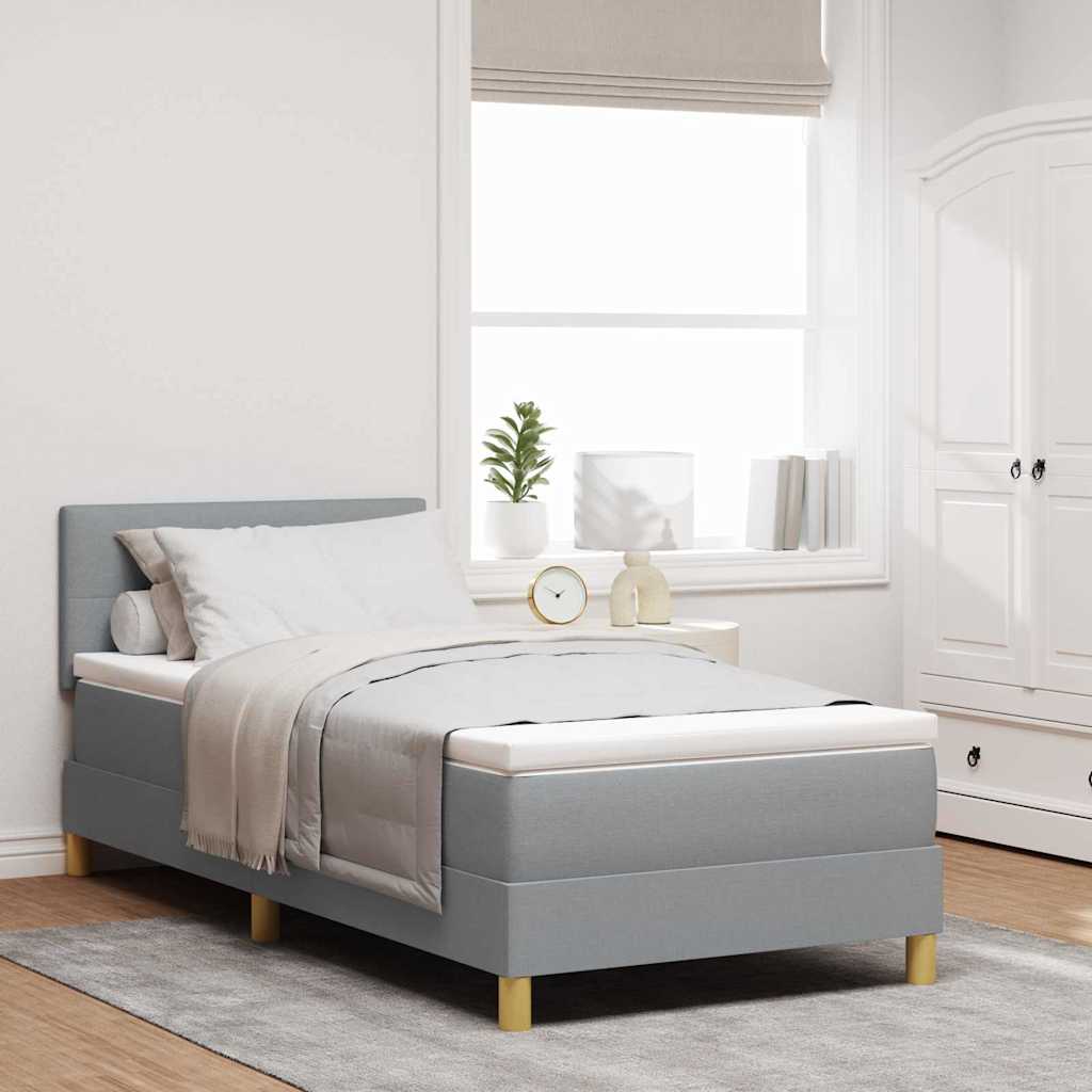 Boxspringbed met kussen Lichtgrijs 90 x 200 cm Stof is nu te koop bij PeponiXL, paradijselijk wonen!