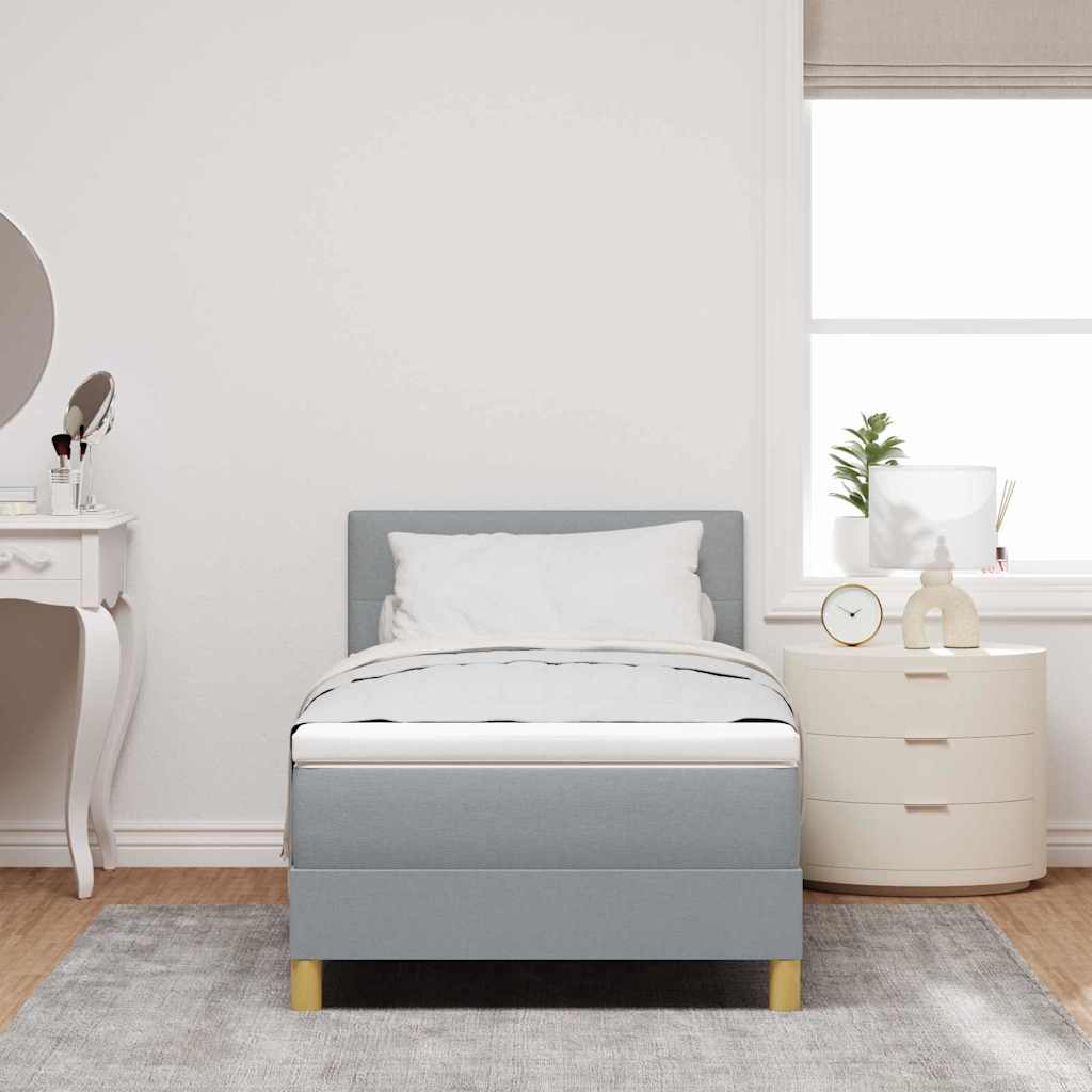 Boxspringbed met kussen Lichtgrijs 90 x 200 cm Stof is nu te koop bij PeponiXL, paradijselijk wonen!