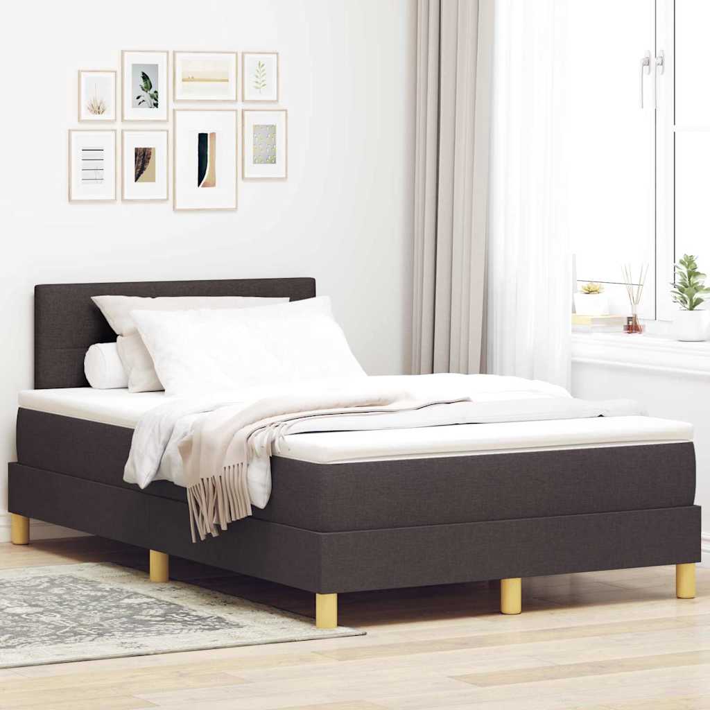 Boxspringbed met kussen Donkerbruin 120 x 190 cm Stof is nu te koop bij PeponiXL, paradijselijk wonen!