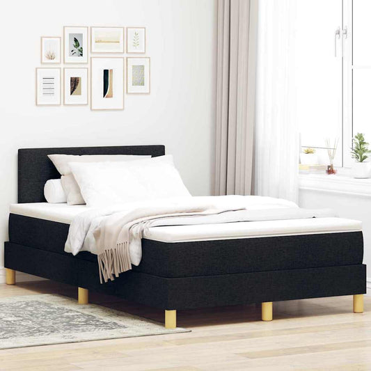 Boxspringbed met kussen met hoofdeinde Zwart 120 x 200 cm Stof is nu te koop bij PeponiXL, paradijselijk wonen!