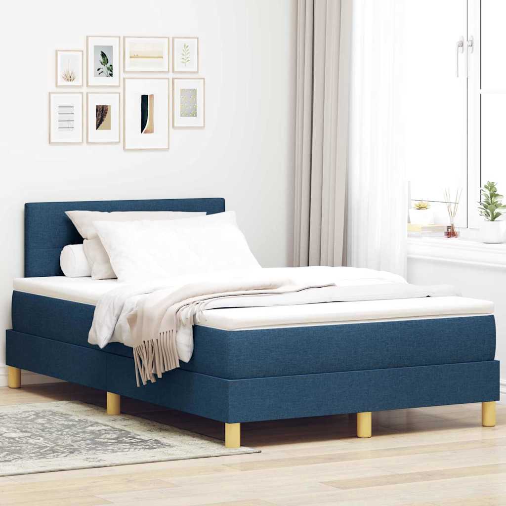 Boxspringbed met kussen met hoofdeinde Blauw 120 x 200 cm Stof is nu te koop bij PeponiXL, paradijselijk wonen!
