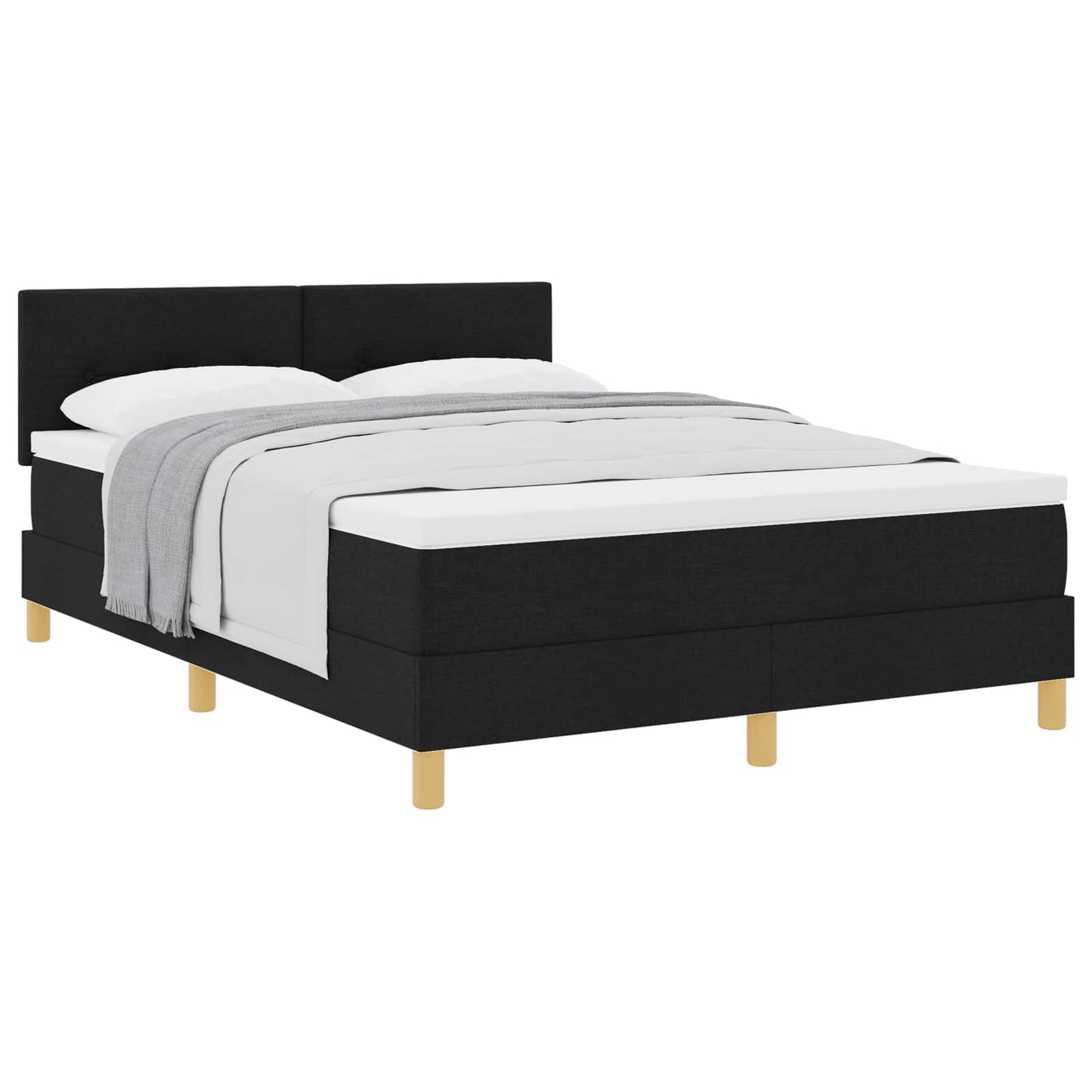 Boxspringbed met kussen met hoofdeinde Zwart 140 x 190 cm Stof