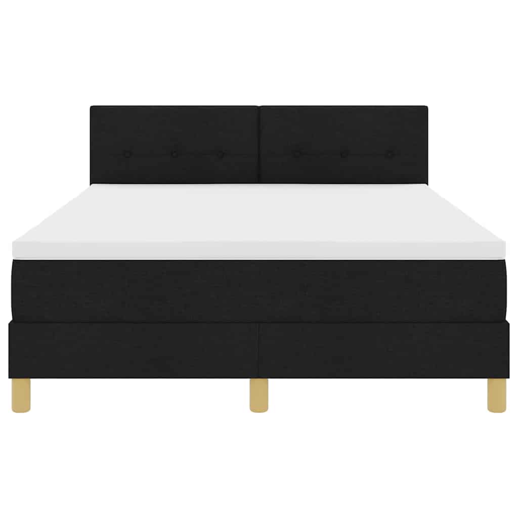Boxspringbed met kussen met hoofdeinde Zwart 140 x 190 cm Stof