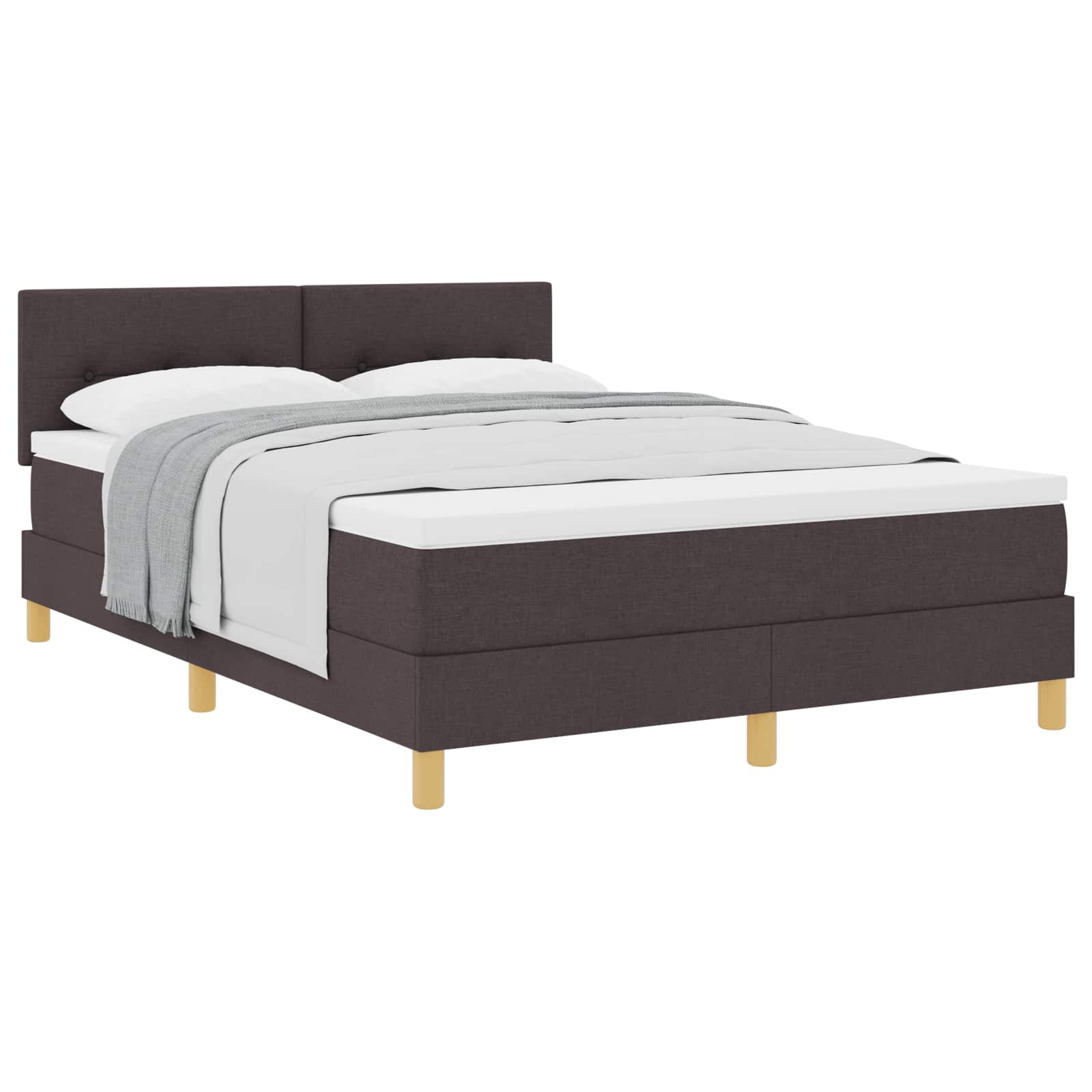 Boxspringbed met kussen Donkerbruin 140 x 190 cm Stof is nu te koop bij PeponiXL, paradijselijk wonen!