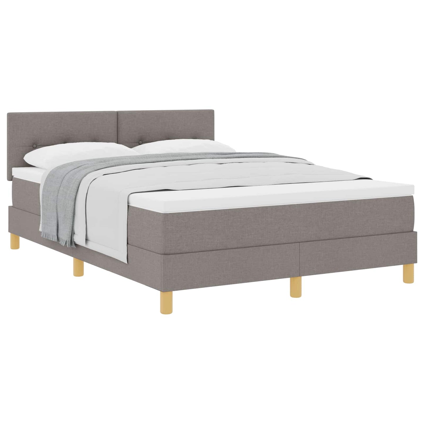 Boxspringbed met kussen met hoofdeinde Taupe 140 x 190 cm Stof