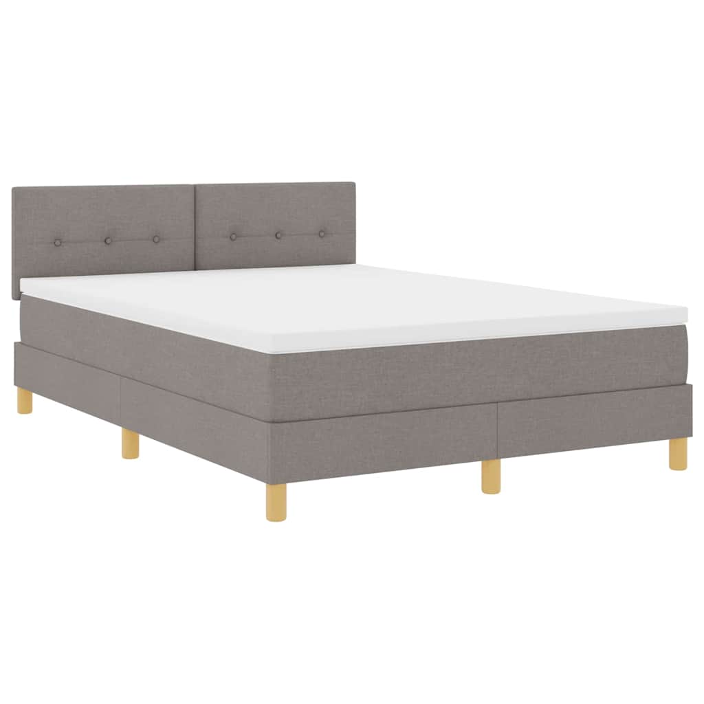 Boxspringbed met kussen met hoofdeinde Taupe 140 x 190 cm Stof