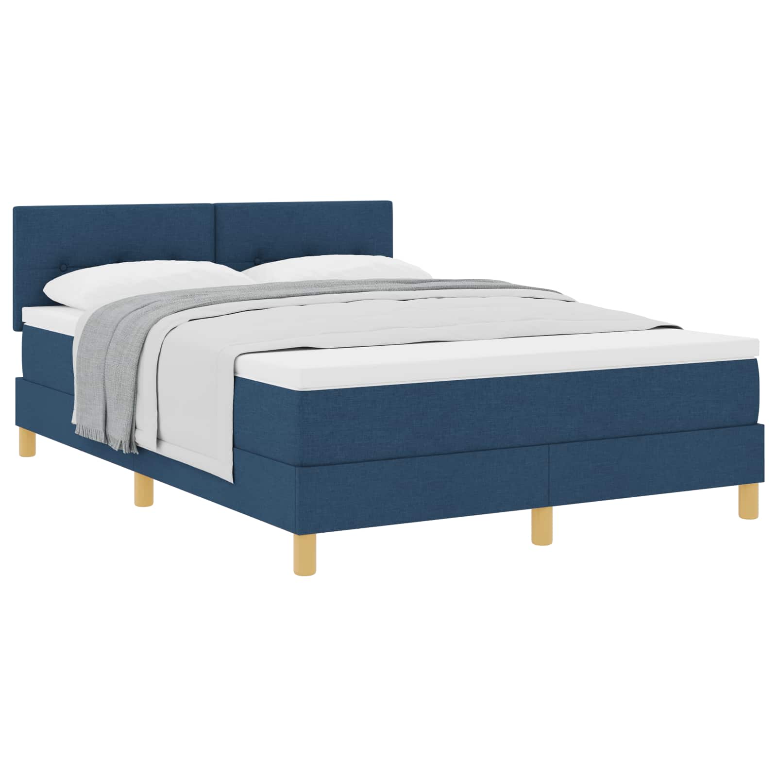 Boxspringbed met kussen met hoofdeinde Blauw 140 x 190 cm Stof is nu te koop bij PeponiXL, paradijselijk wonen!