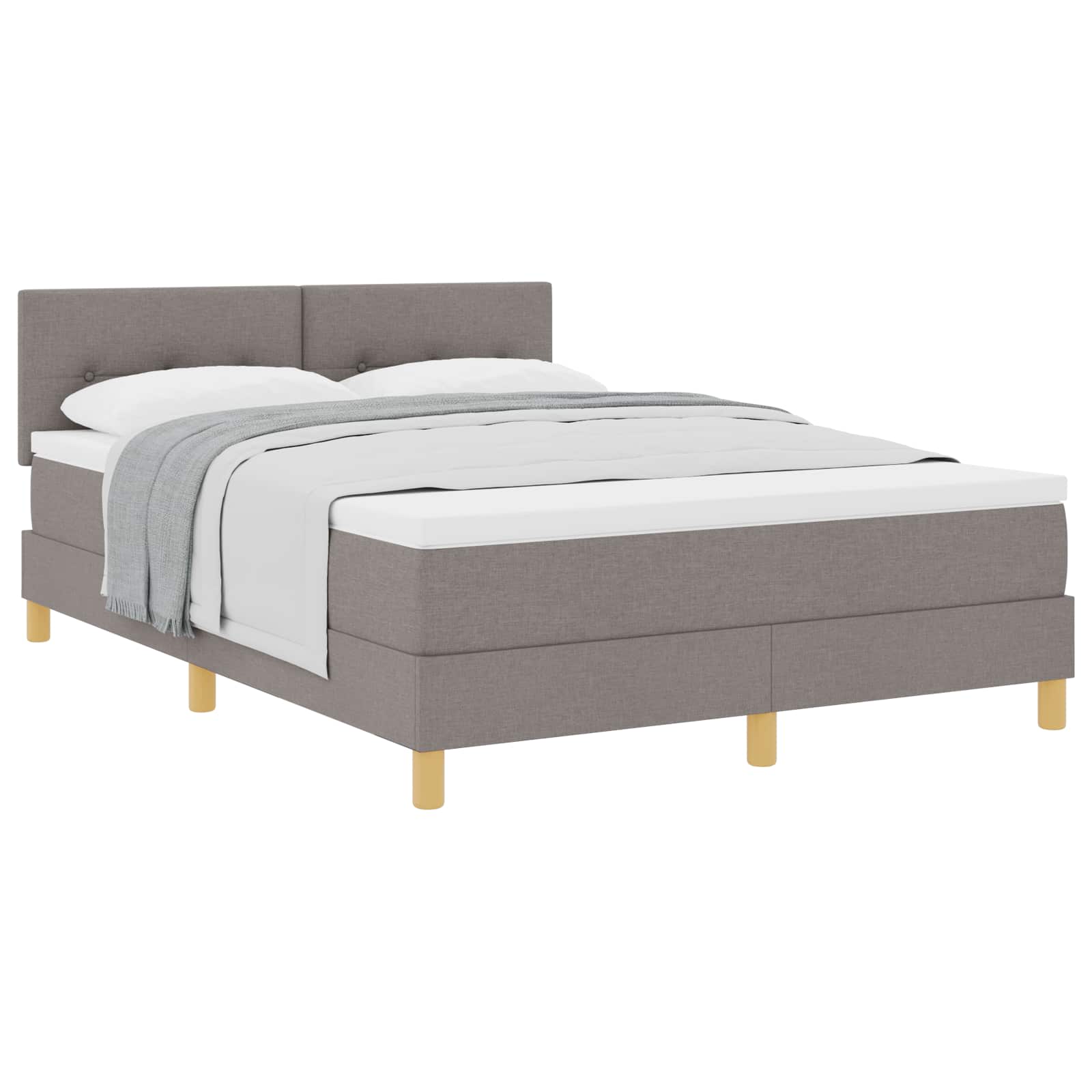 Boxspringbed met matras met hoofdeinde Taupe 160 x 200 cm Stof is nu te koop bij PeponiXL, paradijselijk wonen!