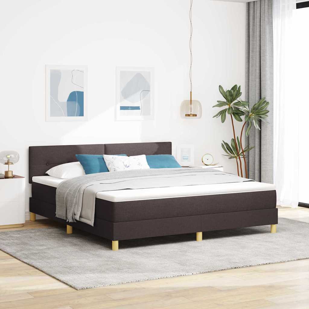 Boxspringbed met kussen Donkerbruin 180 x 200 cm Stof is nu te koop bij PeponiXL, paradijselijk wonen!