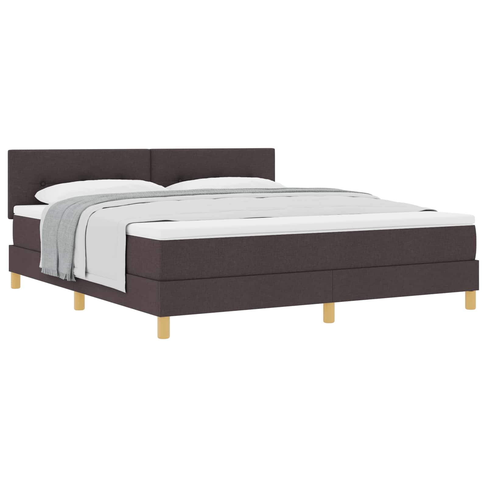 Boxspringbed met kussen Donkerbruin 180 x 200 cm Stof is nu te koop bij PeponiXL, paradijselijk wonen!
