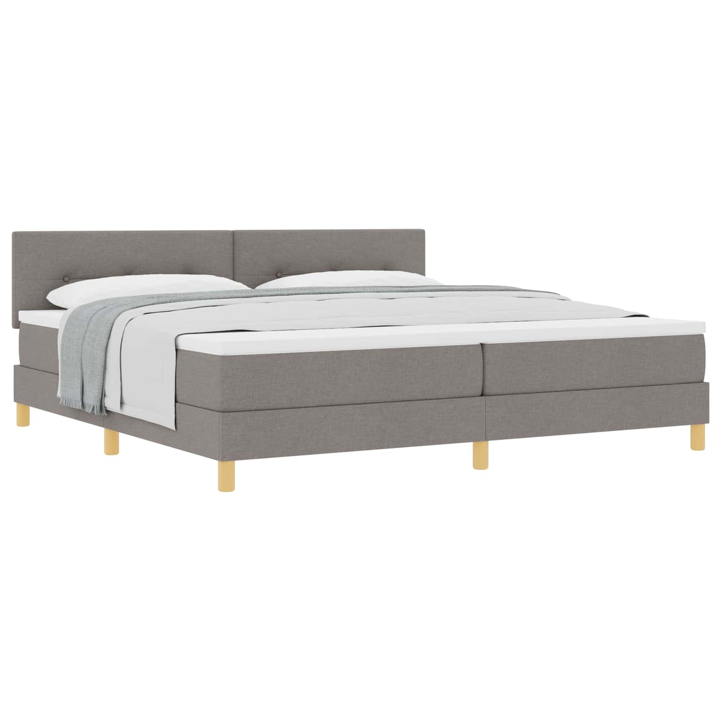Boxspringbed met matras met hoofdeinde Taupe 200 x 200 cm Stof is nu te koop bij PeponiXL, paradijselijk wonen!