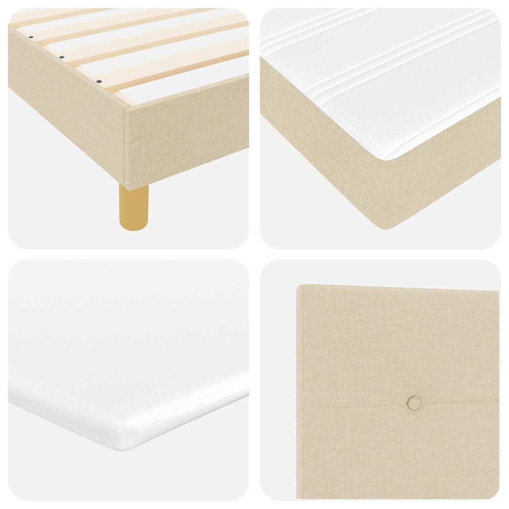 Boxspringbed met kussen met hoofdeinde Crème 200 x 200 cm Stof is nu te koop bij PeponiXL, paradijselijk wonen!