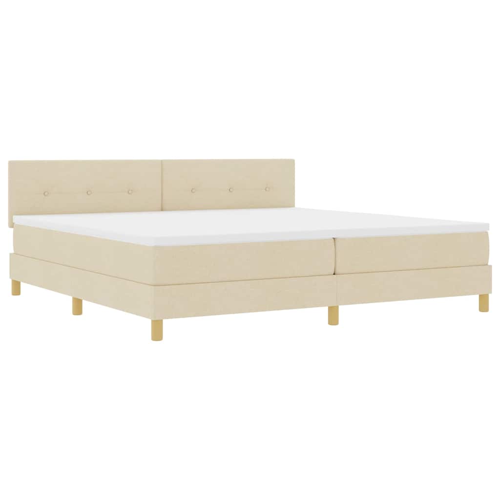 Boxspringbed met kussen met hoofdeinde Crème 200 x 200 cm Stof is nu te koop bij PeponiXL, paradijselijk wonen!