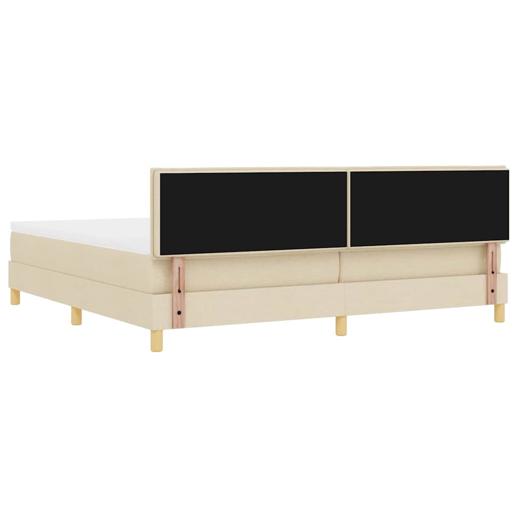 Boxspringbed met kussen met hoofdeinde Crème 200 x 200 cm Stof is nu te koop bij PeponiXL, paradijselijk wonen!