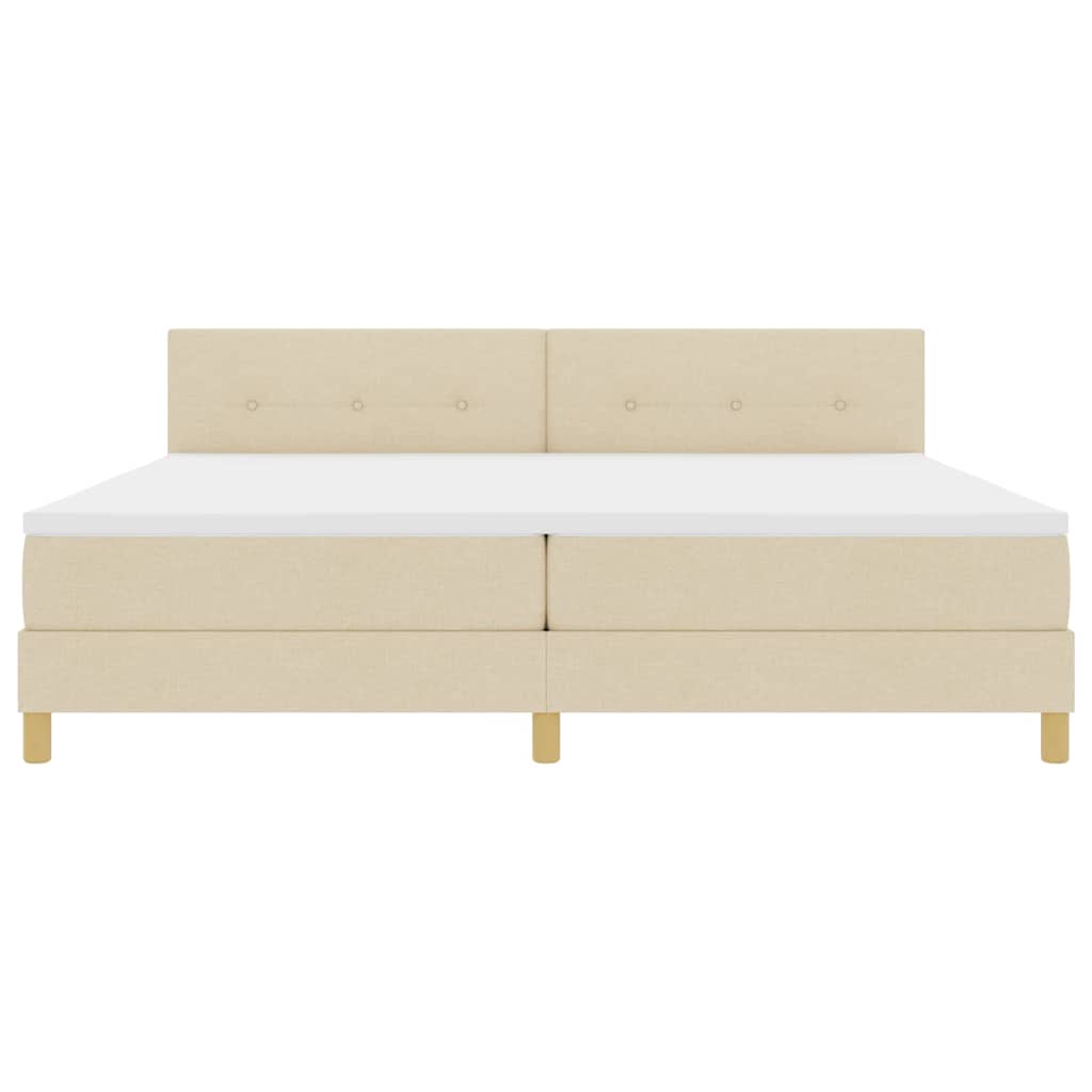 Boxspringbed met kussen met hoofdeinde Crème 200 x 200 cm Stof is nu te koop bij PeponiXL, paradijselijk wonen!
