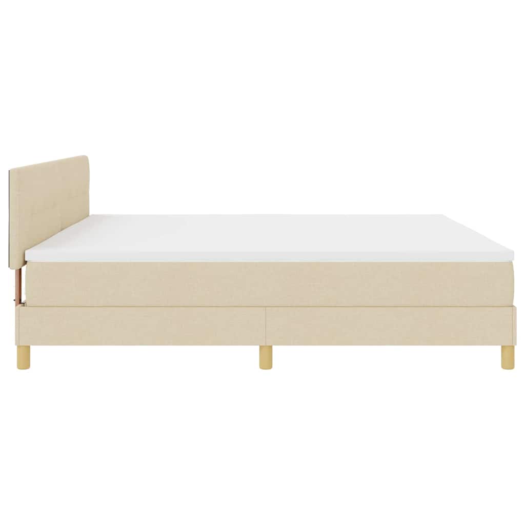 Boxspringbed met kussen met hoofdeinde Crème 200 x 200 cm Stof is nu te koop bij PeponiXL, paradijselijk wonen!