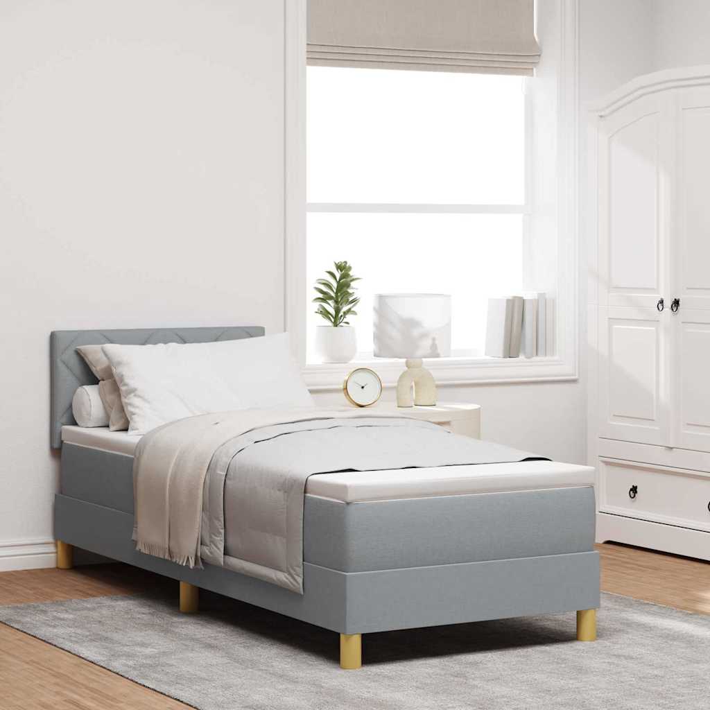 Boxspringbed met kussen Lichtgrijs 80 x 200 cm Stof is nu te koop bij PeponiXL, paradijselijk wonen!